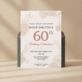 Elegant Rose Gold Botanical 60th Birthday Einladung