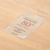 Elegant Rose Gold Botanical 80th Birthday Acryleinladungen (Ablage )