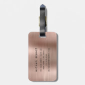 Elegant Rose Gold Brushed Metal Monogrammed Gepäckanhänger (Rückseite vertikal)