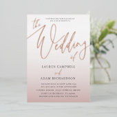 Elegant Rose Gold Calligraphy The Wedding Of  Foil Folieneinladung (Stehend vorne)