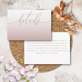 Elegant Rose Gold & Calligraphy Wedding Details Begleitkarte