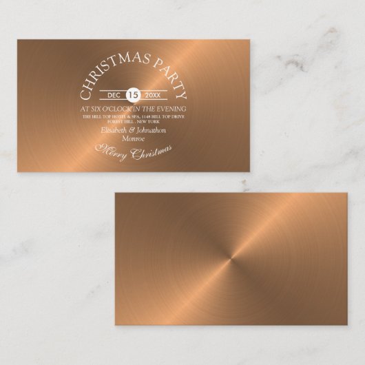 Elegant Rose Gold Christmas Party Ticket Begleitkarte (Vorne/Hinten)