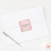 Elegant Rose Gold Custom Text Thank You Glamour Quadratischer Aufkleber (Umschlag)