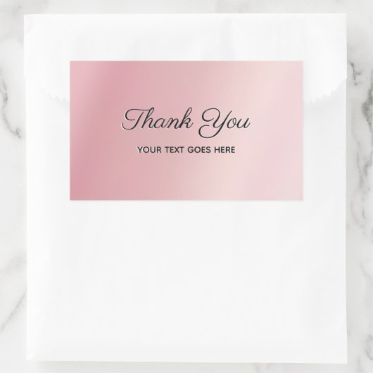 Elegant Rose Gold Custom Text Thank You Luxe Rechteckiger Aufkleber (Tasche)