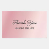 Elegant Rose Gold Custom Text Thank You Luxe Rechteckiger Aufkleber (Vorderseite)