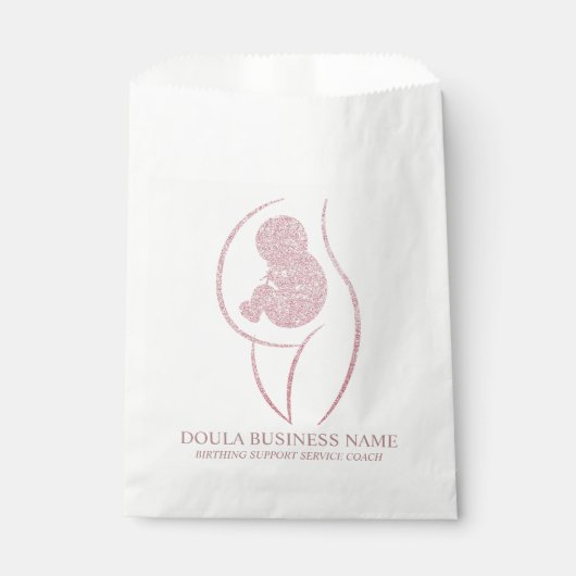 Elegant Rose Gold Doula & Baby Geschenktütchen (Vorderseite)
