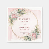 Elegant Rose Gold Floral Eucalyptus Gold Glitter Serviette (Vorderseite)