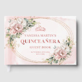 Elegant Rose Gold Floral Eucalyptus Quince Guest  Gästebuch (Vorderseite)