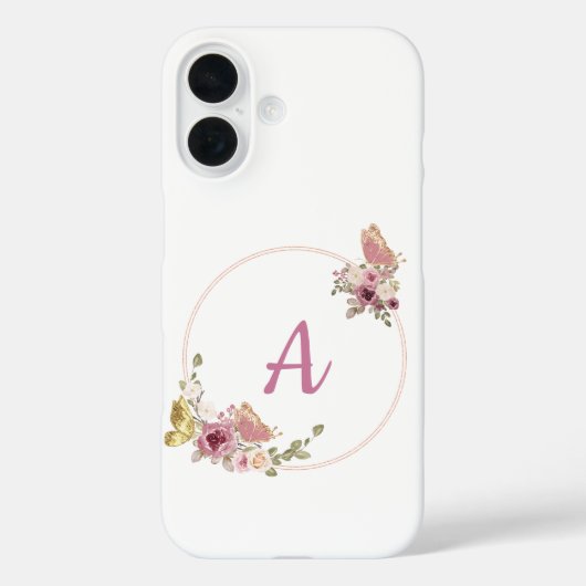 Elegant Rose Gold Floral Frame-Personalized Case-Mate iPhone Hülle (Rückseite)