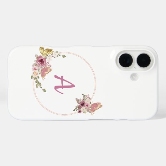 Elegant Rose Gold Floral Frame-Personalized  Case-Mate iPhone Hülle (Rückseite (Horizontal))