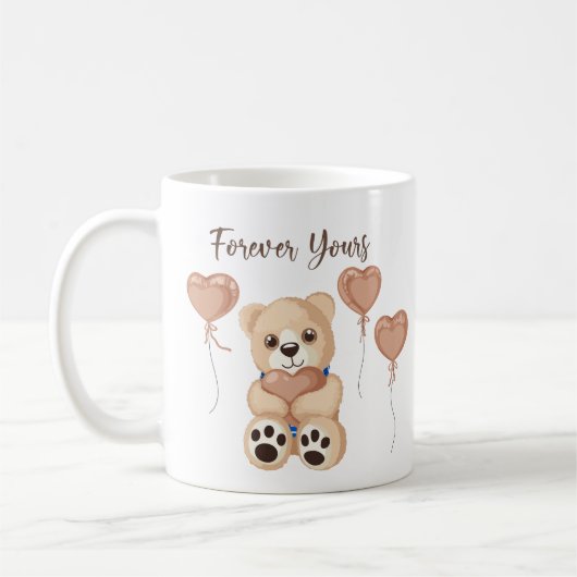 Elegant Rose Gold Forever Yours Teddy Bear Hearts Kaffeetasse (Links)