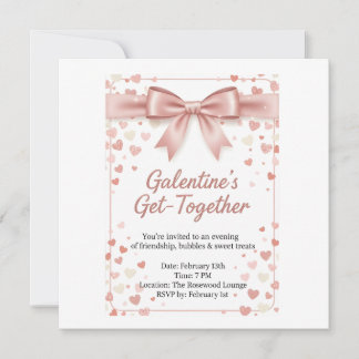 Elegant Rose Gold Galentine's Day Invitation Templ Dankeskarte