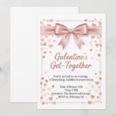 Elegant Rose Gold Galentine's Day Invitation Templ Einladung (Vorne/Hinten)