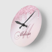 Elegant Rose Gold Glitter drip trendy Runde Wanduhr (Winkel)