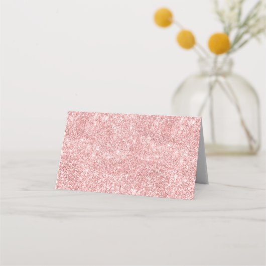 Elegant Rose Gold Glitter Floral  Platzkarte (Rückseite)