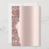 Elegant Rose Gold Glitter Script Champagne Einladung (Rückseite)