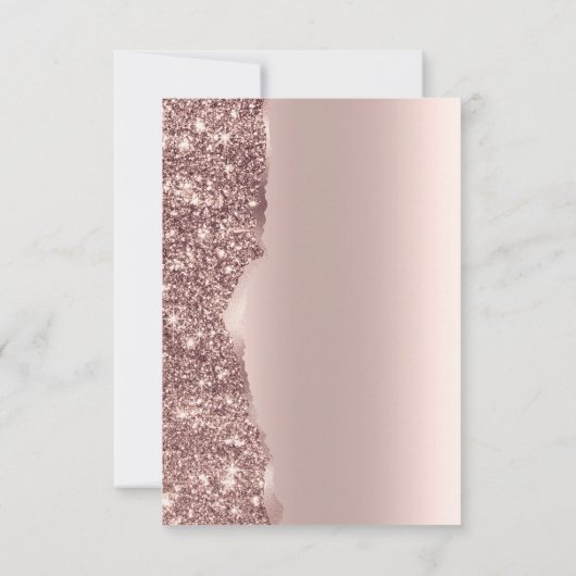 Elegant Rose Gold Glitter Script  Einladung (Rückseite)