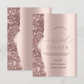 Elegant Rose Gold Glitter Script  Einladung (Vorne/Hinten)