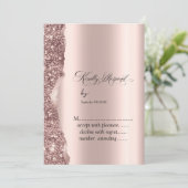 Elegant Rose Gold Glitter Script Einladung (Stehend Vorderseite)