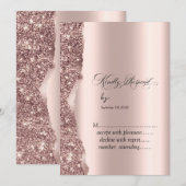 Elegant Rose Gold Glitter Script Einladung (Vorne/Hinten)