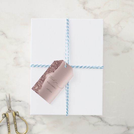 Elegant Rose Gold Glitter Script  Geschenkanhänger (Mit Garn)