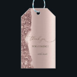 Elegant Rose Gold Glitter Script  Geschenkanhänger<br><div class="desc">Elegant chic rose gold glitter border on a rose gold background. Select the "customize" button to change the font style,  color,  and size.</div>