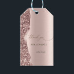 Elegant Rose Gold Glitter Script  Geschenkanhänger<br><div class="desc">Elegant chic rose gold glitter border on a rose gold background. Select the "customize" button to change the font style,  color,  and size.</div>