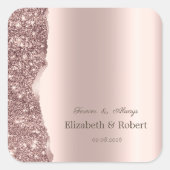 Elegant Rose Gold Glitter Script  Quadratischer Aufkleber (Vorderseite)