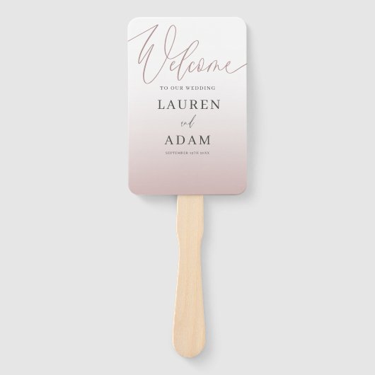 Elegant Rose Gold Gradient & Calligraphy Wedding Fächer (Vorderseite)