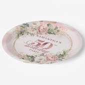 Elegant Rose Gold Greenery 50th Birthday Paper  Pappteller (Schrägansicht)