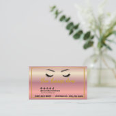 Elegant Rose Gold Lash Artist Business Card Treuekarte (Stehend Vorderseite)