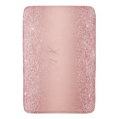 Elegant Rose Gold Luxe Shimmer Monogram  Badematte (Vorderseite Vertikal)