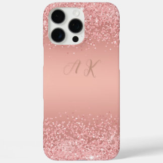 Elegant Rose Gold Luxe Shimmer Monogram  iPhone 16 Pro Max Hülle