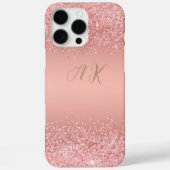 Elegant Rose Gold Luxe Shimmer Monogram Case-Mate iPhone Hülle (Rückseite)