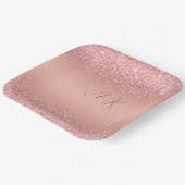 Elegant Rose Gold Luxe Shimmer Monogram Pappteller (Gewinkelt)