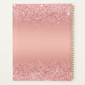Elegant Rose Gold Luxe Shimmer Monogram Planer (Rückseite)