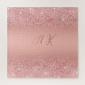 Elegant Rose Gold Luxe Shimmer Monogram Puzzle (Vertikal)