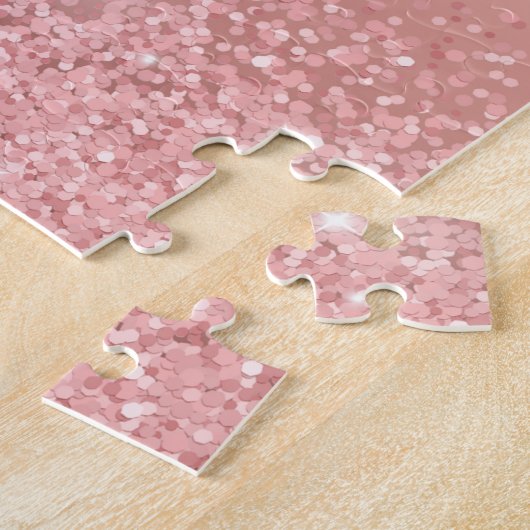 Elegant Rose Gold Luxe Shimmer Monogram Puzzle (Seite)