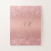 Elegant Rose Gold Luxe Shimmer Monogram Puzzle (Vertikal)