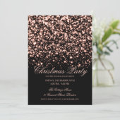 Elegant Rose Gold Midnight Glam Christmas Party  Einladung (Stehend Vorderseite)