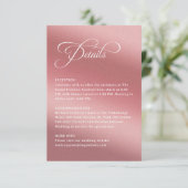 Elegant Rose Gold Modern Wedding Details Begleitkarte (Stehend Vorderseite)