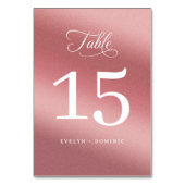 Elegant Rose Gold Modern Wedding Tischnummer (Vorderseite)