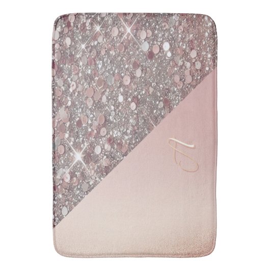 Elegant Rose Gold Monogram Badematte (Vorderseite Vertikal)