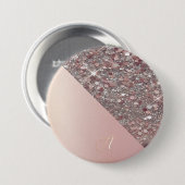 Elegant Rose Gold Monogram Button (Vorne & Hinten)