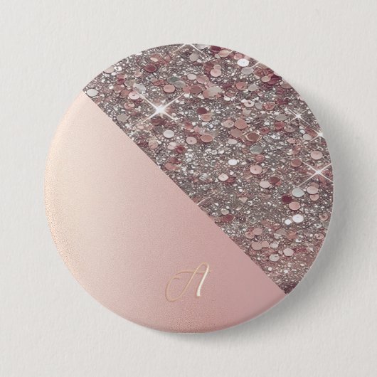 Elegant Rose Gold Monogram Button (Vorderseite)