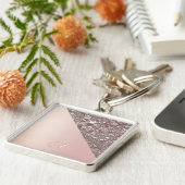 Elegant Rose Gold Monogram Button Schlüsselanhänger (Seite)