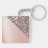 Elegant Rose Gold Monogram Button Schlüsselanhänger (Rückseite)