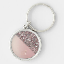 Elegant Rose Gold Monogram Button Schlüsselanhänger