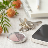 Elegant Rose Gold Monogram Button Schlüsselanhänger (Seite)