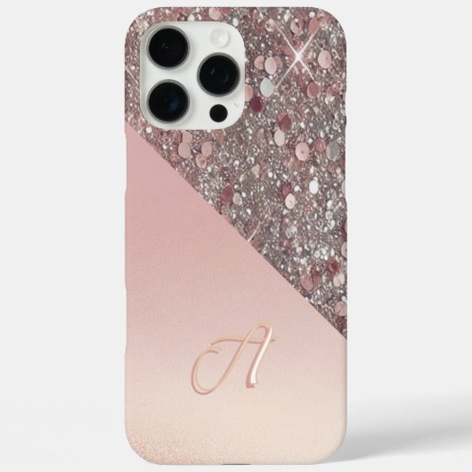 Elegant Rose Gold Monogram Case-Mate iPhone Hülle (Rückseite)